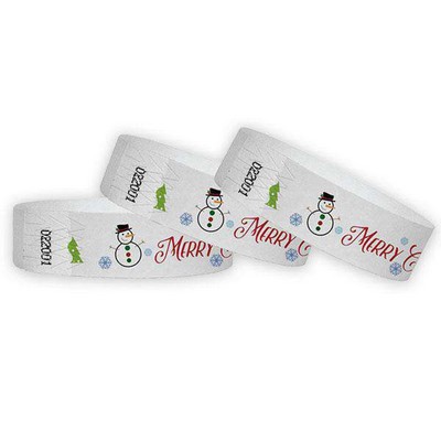 3/4" wide x 10" long - 3/4" Merry Christmas Tyvek Wristbands Blank 0/0