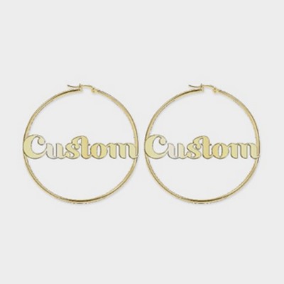 Large Hoop Earrings with Custom Font