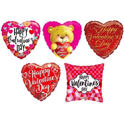 Mylar Valentine Balloons - Assorted, 18 (Case of 250)