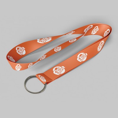 1" Light Orange custom lanyard printed with company logo with Key Ring Hook attachment 1"