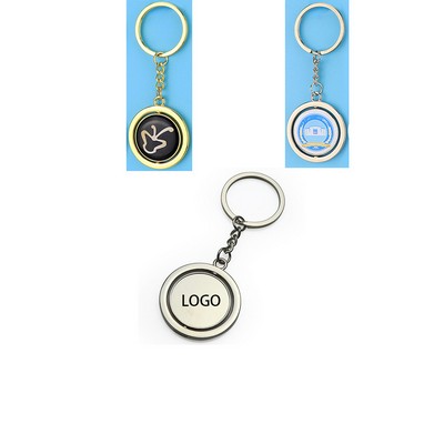 Round Rotatable Full Color Domed Keychain