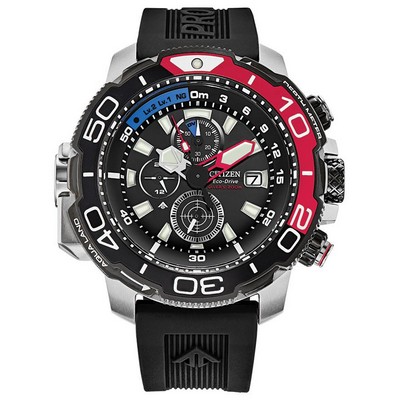 Citizen® Men's Eco-Drive Black Promaster Aqualand Dive Watch w/Red Accents