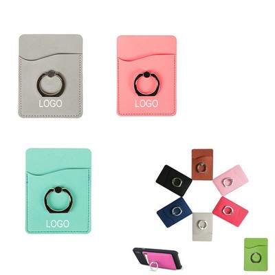 PU Leather Cellphone Wallet With Ring Stand