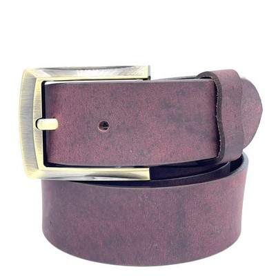 Brown Leather Belt w/Snap For Changeable Buckle