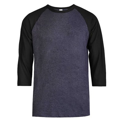 Men's 3/4 Sleeve Baseball T-Shirts - Small, Black/Charcoal (Case of 20