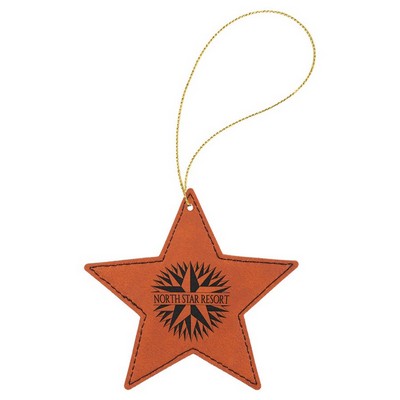 Rawhide Laserable Leatherette Star Ornament with Gold String