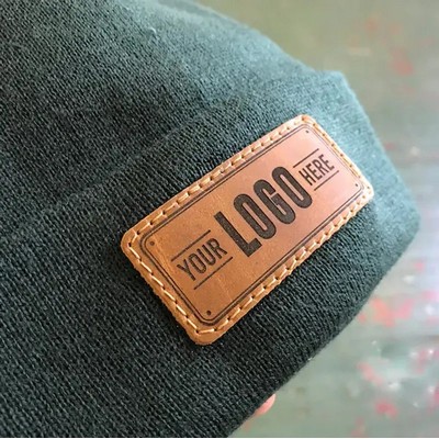 Custom Beanie with Leather Patch