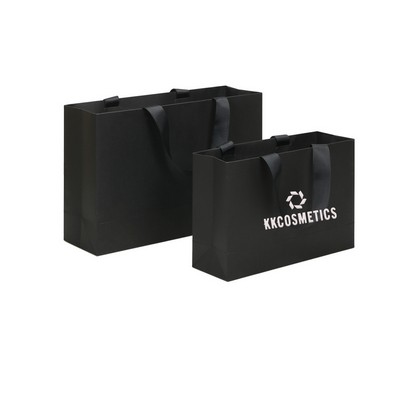 Small Black Cardboard Matte Paper Tote Shopper Bag