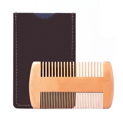 Wooden Comb With Leather Case