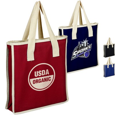 100% Cotton Colored Canvas Shopping Bag USA Decorated (14" x 15")