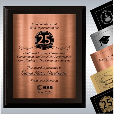 Black Matte Finish Wood Plaque Personalized Years of Service Gift Award (10.5 x 13")