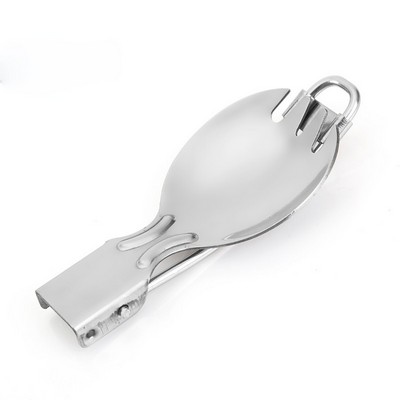 Foldable Food Grade Stainless Steel Kitchen Spoon & Fork