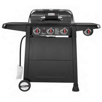 Keg Products Black/Silver 3-Burner Gas Grill w/Automatic Ignition Side Burner