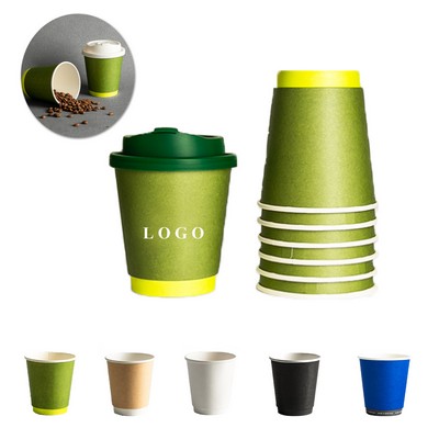 12 oz Paper Coffee Cup With Flat Lid