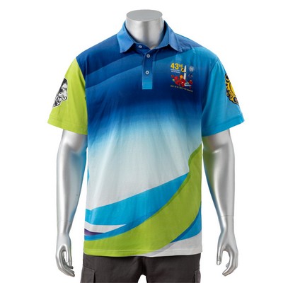 100% Cotton Full Color Pigmented Digital Print Men's Polo - 5.3 oz