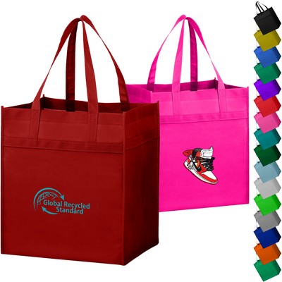 Heavy Duty Full Color Non-Woven Grocery Tote Bag w/ Gusset (13" x 15" x 10")