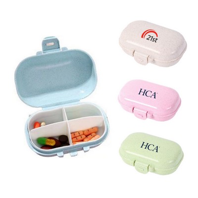 4 Compartments Wheat Straw Pill Box