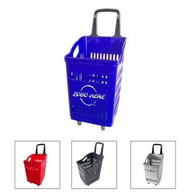 Grocery Market Shopping Basket w/ Wheels