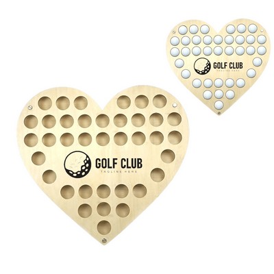 Golf Ball Heart Shaped Wood Rack (37 Holes)