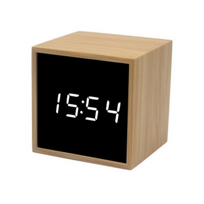 Creative Bamboo Case LED Alarm Clock