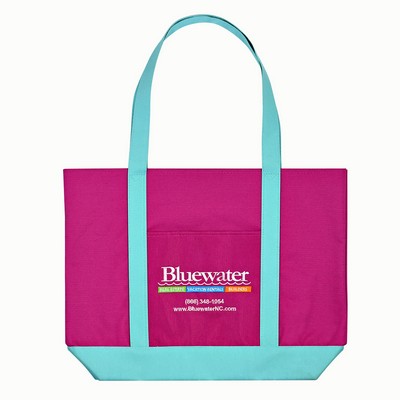 Custom 600D Polyester Two-Tone Tote Bag 14"x 15"x 2"