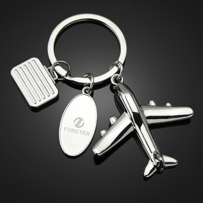 Plane Shaped Key Chain Luggage Key Chain with Data Plate