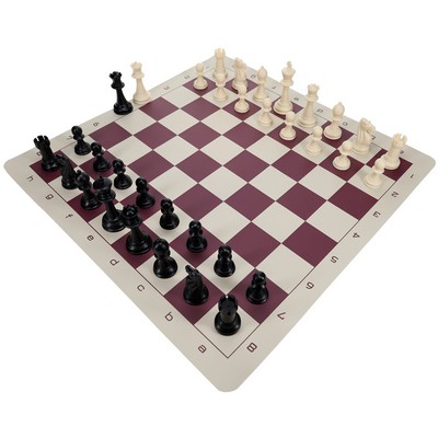 Tournament Chess Set, 20 in. Vinyl Board, 34 Pieces, King 3.75 in.