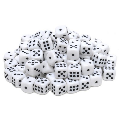 White Opaque Dice with Rounded Corners - 100 Pack