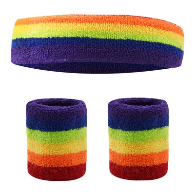 Custom Rainbow Pride Wristband Headband Moq 50 Sets