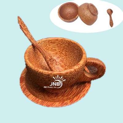 Wooden Coffee Cup Set with Saucer