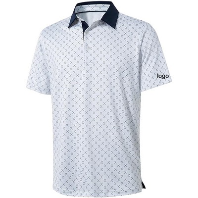 Sleeve Striped Performance Moisture Wicking Dry Golf Shirt