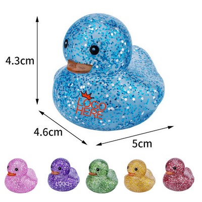 2" Colorful Sequins Rubber Ducks