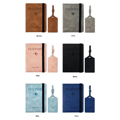 RFID Blocking Passport Holder Luggage Tag Package Set Travel Suits