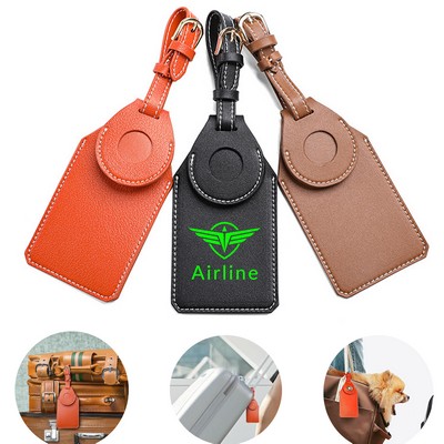 PU Leather Luggage Tag With Tracker Holderr