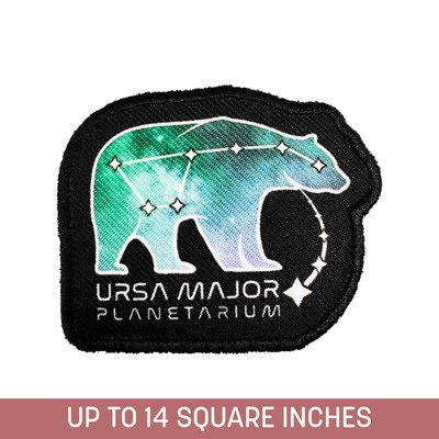 Custom Shape Sublimated Patch (Iron-On) Up To 14 Sq. In. w/ Embroidered Edge (4-ply)