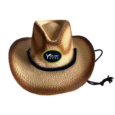 Straw Cowboy Hat With Custom Patch Shipped by Sea