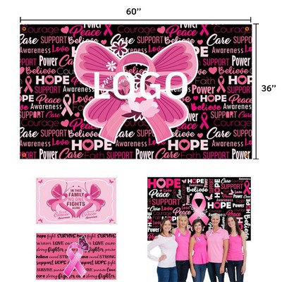 60"x35" Custom Large Polyester Square Breast Cancer Awareness Backdrop Banner