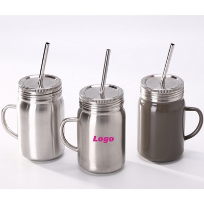 24 Oz Stainless Steel Mason Jars With Handle