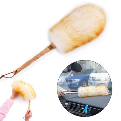 Long Solid Wooden Handle Window and Bookshelf Natural Feather Lambswool Duster