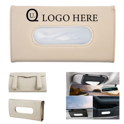 Pu Leather Car Visor Tissue Case