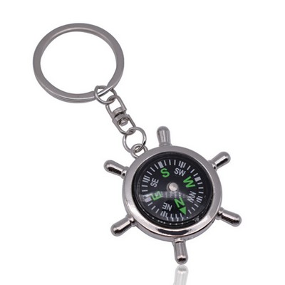 Helmsman Shape Keychain with Compass Decoration