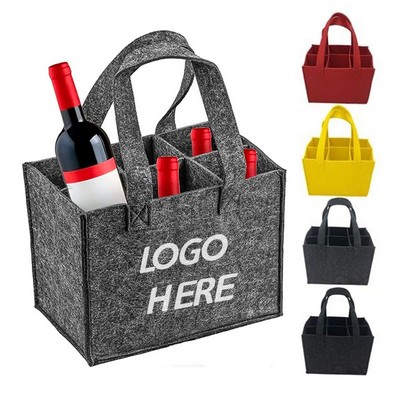 6 Bottle Felt Wine Tote Bag