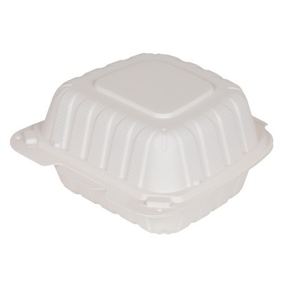 6 x 6 x 3 Mineral Plastic Clamshell Box - White