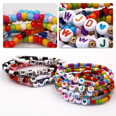 Colorful Beaded Bracelet Set with Heart Charms