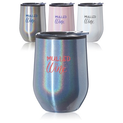 Iridescent Stemless Wine Glasses with Lid 12 oz