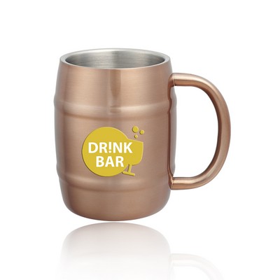 Copper Coated Stainless Steel Moscow Mule Barrel Mugs 14 oz