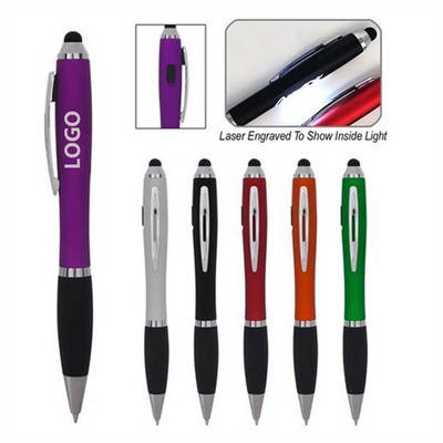 3-in-1 Custom Multifunctional LED Logo Light Up Stylus Ballpoint Pen