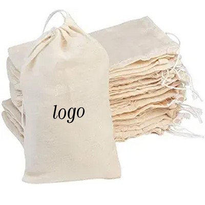 Custom Drawstring Cotton Reusable Muslin Bag Sachet Pouch