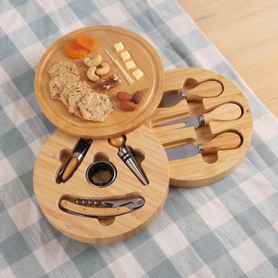 8 Piece Swivel Top Bamboo Cheese Board Set