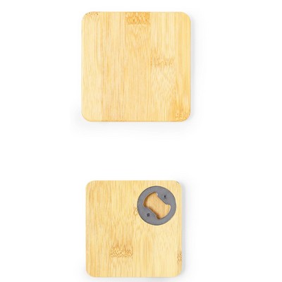 Bamboo Coaster with Bottle Opener